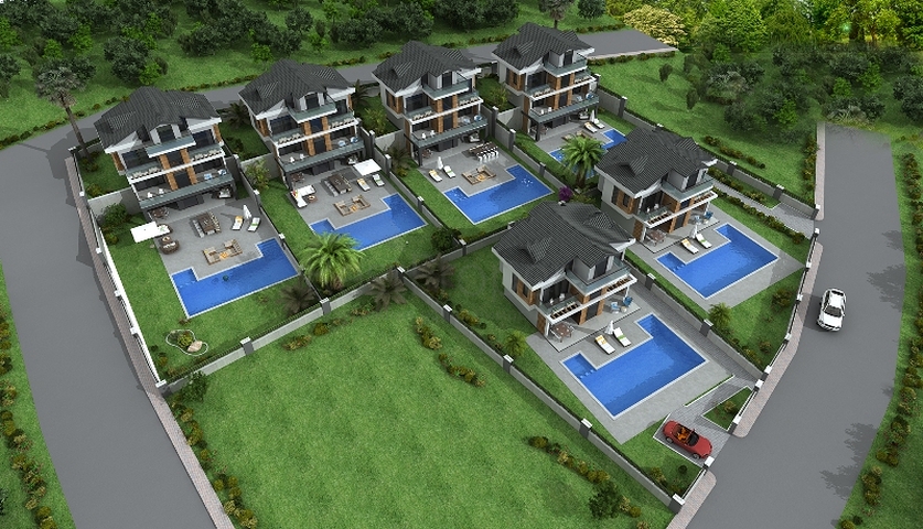 4+1-Villa in einer günstig gelegenen Gegend von Fethiye