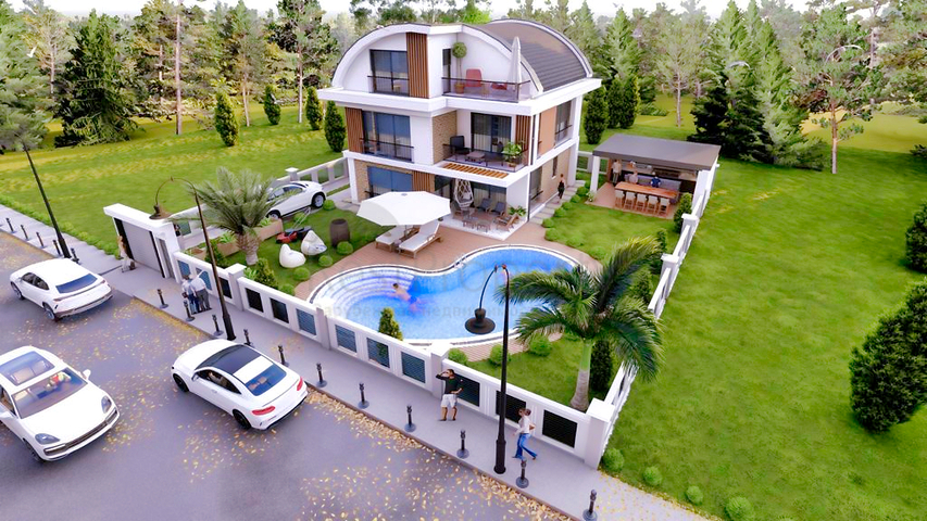 Villa mit 4+1 Grundriss, 800 m vom Meer entfernt in Belek 