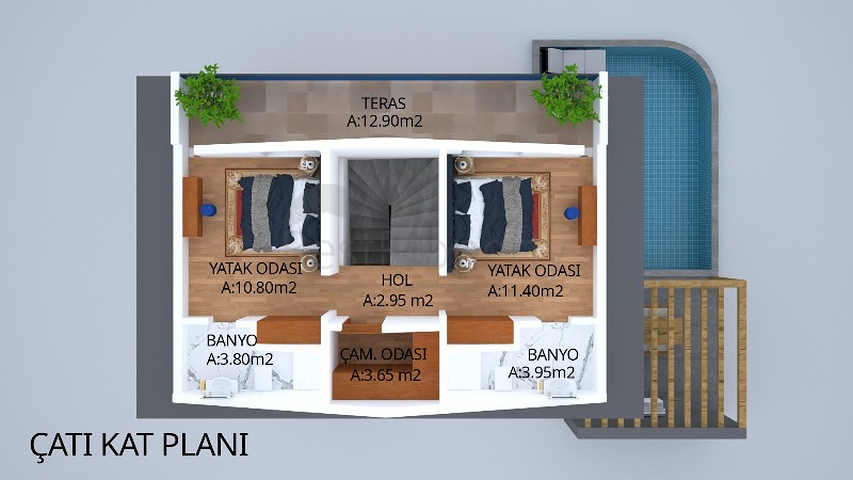 4+1-Villa im Bau im Stadtteil Fethiye 
