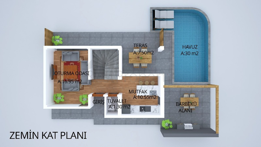 4+1-Villa im Bau im Stadtteil Fethiye 