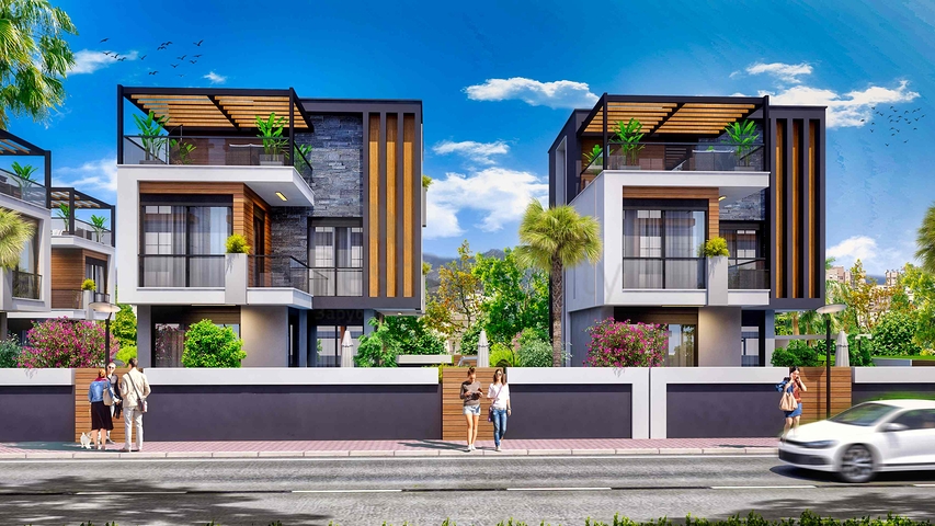 Villen in einem Komplex mit 4+1 Grundrissen in der Region Doshemealty - Antalya 