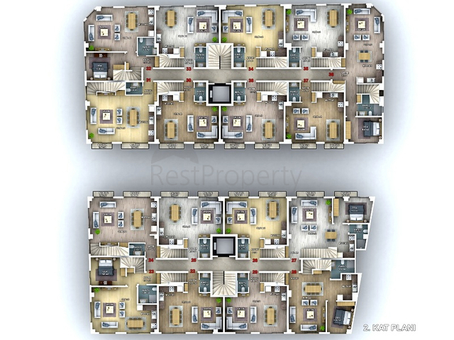 Wohnung Layout 1+1,2+1,3+1,4+1 im Bezirk Fethiye 