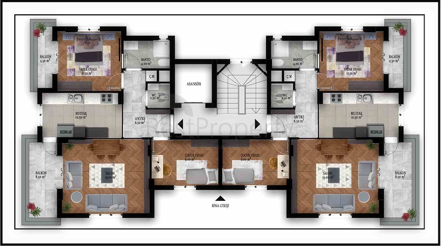 Apartment mit 2+1 Pool im Stadtteil Kepez - Antalya