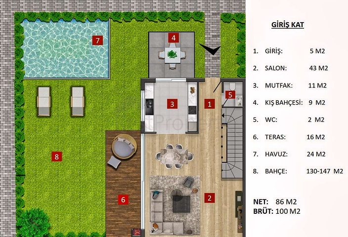 Geräumige 5+1-Villa in der Mall Yusuf - Antalya  Geräumige 5+1-Villa in der Mall Yusuf - Antalya