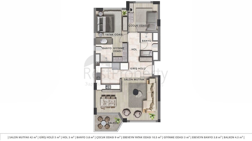 Apartments mit 2+1 , 3+1 und 4+1 Duplex in Lara - Antalya 