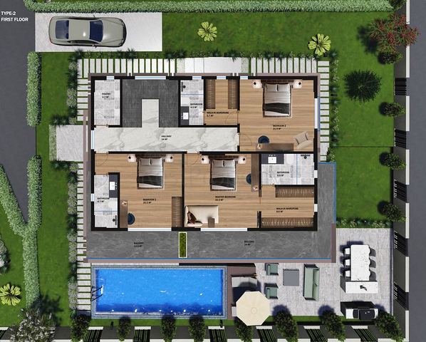 Investitionsprojekt einer 4+1-Villa in der Region Doshemealty - Antalya 