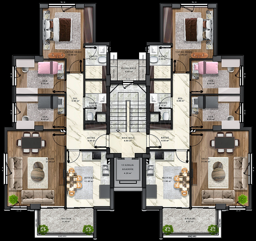 3+1-Apartments im Stadtteil Kepez - Antalya
