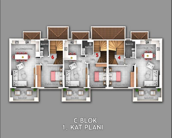 1+1 Wohnung in Fethiye - Antalya 