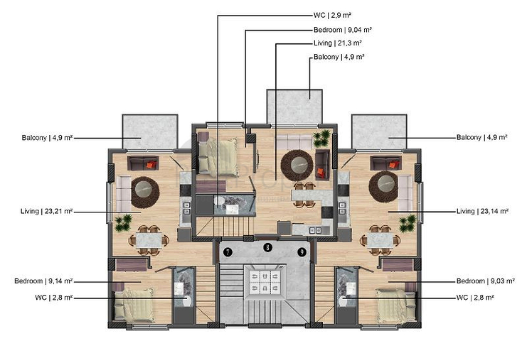 Apartment mit 1+1 Grundriss in Fethiye 