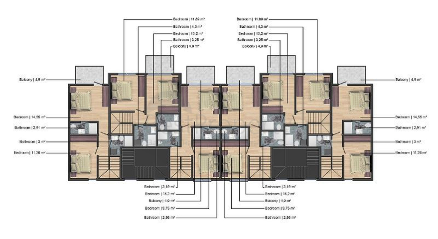 Apartment mit 1+1 Grundriss in Fethiye 