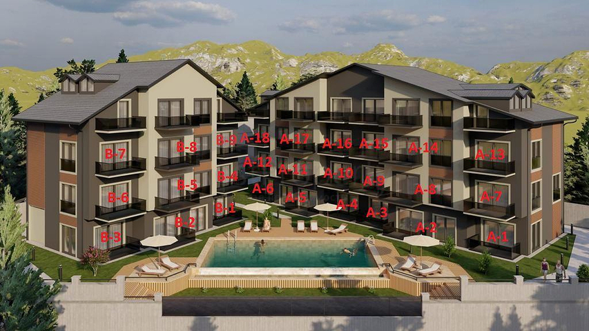 Apartment mit 1+1 Grundriss in Fethiye 