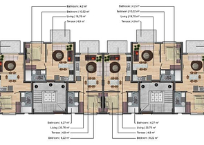Apartment mit 1+1 Grundriss in Fethiye 