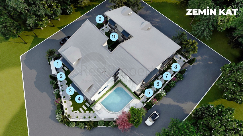 Wohnung mit 1+1 Grundriss von 50 m2 in Fethiye 