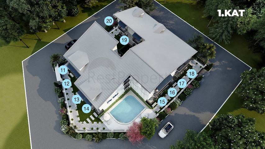 Wohnung mit 1+1 Grundriss von 50 m2 in Fethiye 