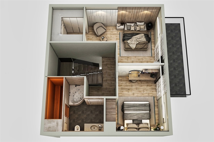 Apartments 2+1 Duplex in der Wohngegend von Persimmon - Antalya