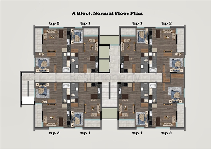 Apartments 2+1 Duplex in der Wohngegend von Persimmon - Antalya