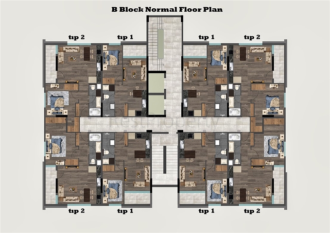 Apartments 2+1 Duplex in der Wohngegend von Persimmon - Antalya