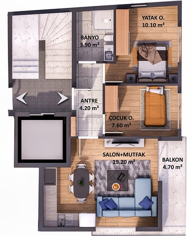 1+1 und 2+1 Wohnungen im Wohnbezirk Kyzylaryk - Antalya 
