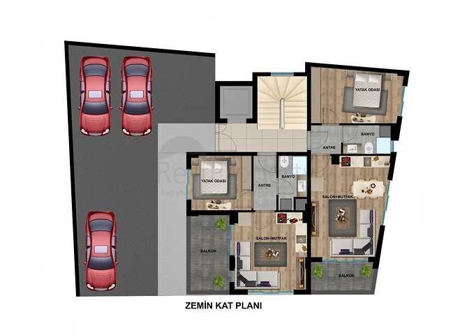 1+1 Wohnung in der Wohngegend Yüksekalan - Antalya 