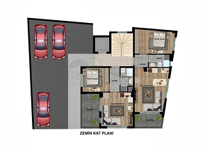 1+1 Wohnung in der Wohngegend Yüksekalan - Antalya 