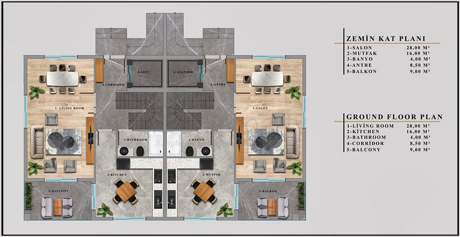 4+1-Villen im Stadtteil Doshemealty - Antalya 