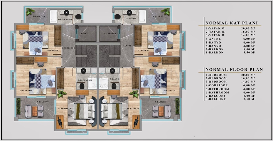 4+1-Villen im Stadtteil Doshemealty - Antalya 