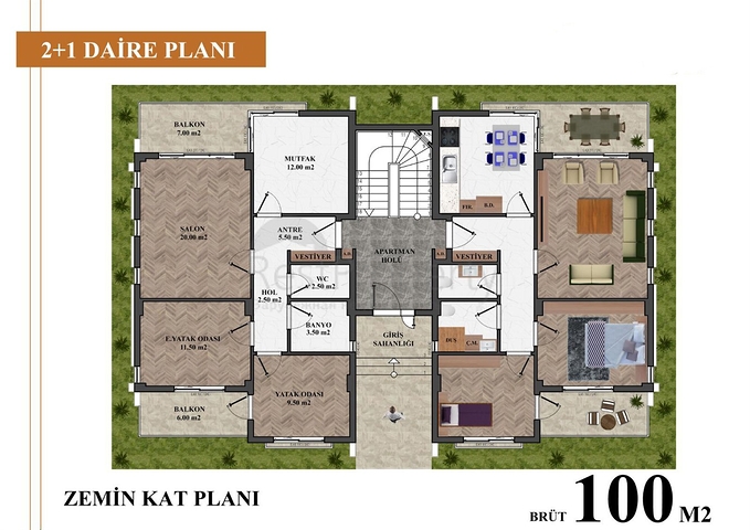 Apartment mit 2+1 Grundriss im Stadtteil Kemer - Antalya 