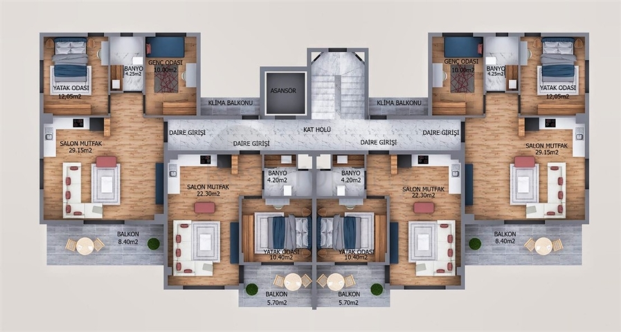 2+1 Wohnung im Stadtteil Altyntasch - Antalya 