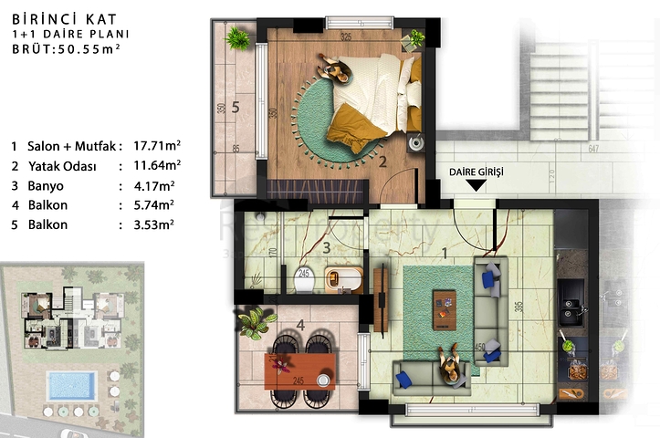 1+1 und 3+1 Duplex-Apartments in Kemer - Antalya 