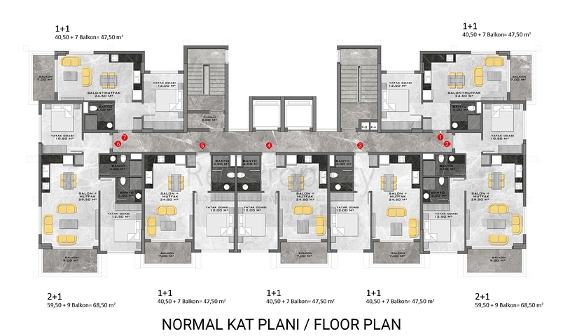 Wohnungen in der neuen Wohnanlage von Avsallar