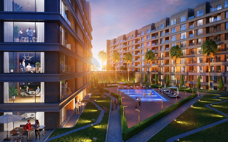 Wohnanlage Familienkonzept, in der Nähe der U-Bahn-Station