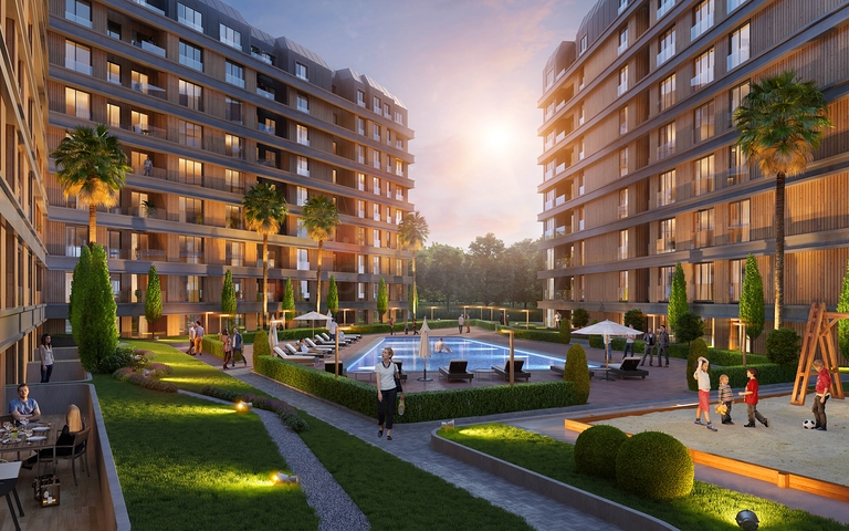 Wohnanlage Familienkonzept, in der Nähe der U-Bahn-Station