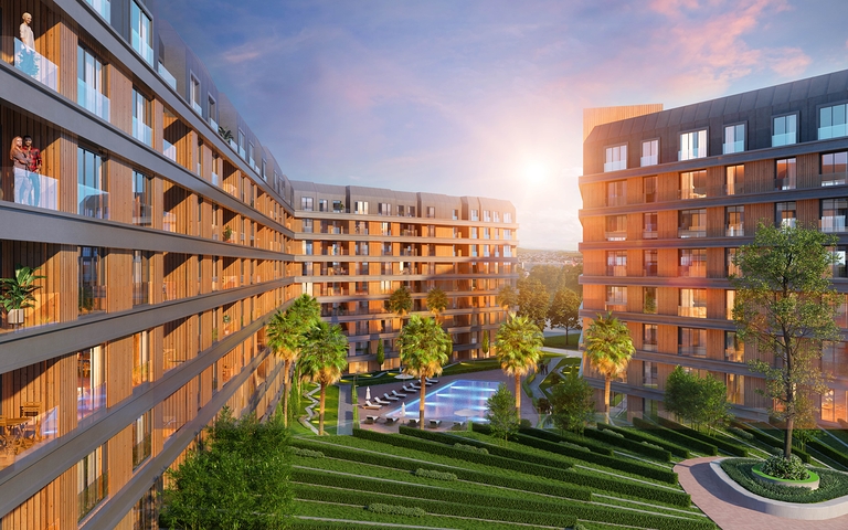 Wohnanlage Familienkonzept, in der Nähe der U-Bahn-Station