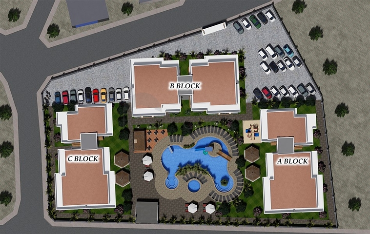 Die im Bau befindliche Wohnanlage im europäischen Bezirk Oba