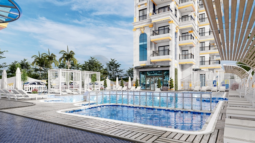 Neubaukomplex im Stadtteil Mahmutlar