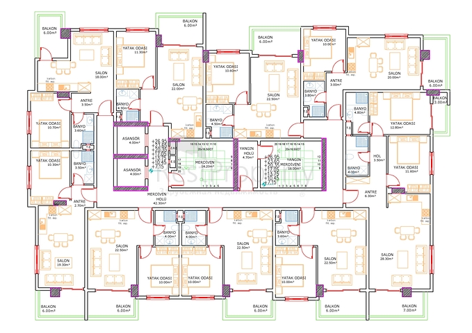 Komplex im Bau im Zentrum von Mahmutlar