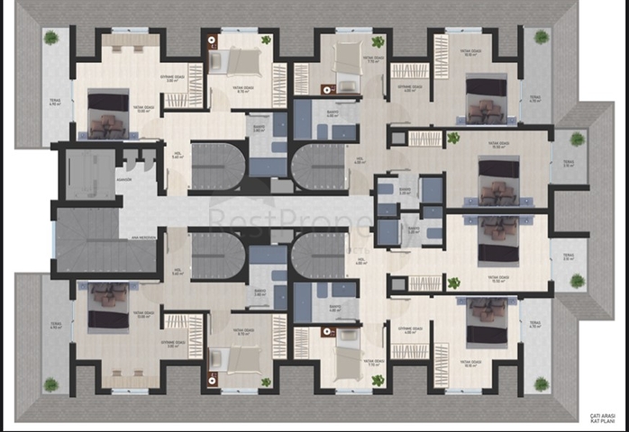 Boutique-Komplex in Mahmutlar, 800 m vom Meer entfernt 