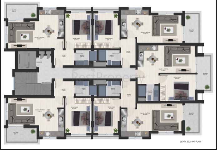 Boutique-Komplex in Mahmutlar, 800 m vom Meer entfernt 