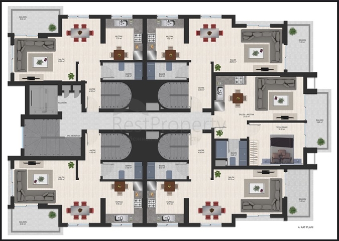 Boutique-Komplex in Mahmutlar, 800 m vom Meer entfernt 