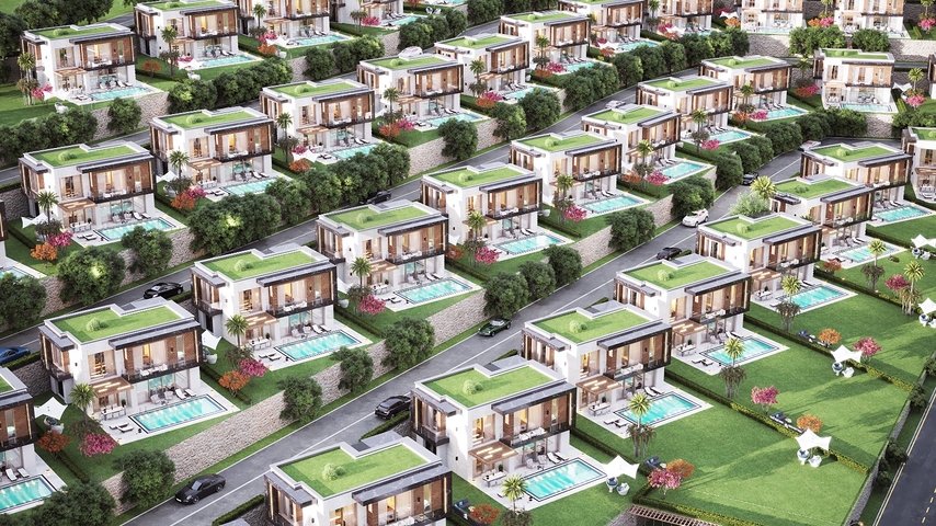 Luxusvillenprojekt im Bau in Yalıkavak 