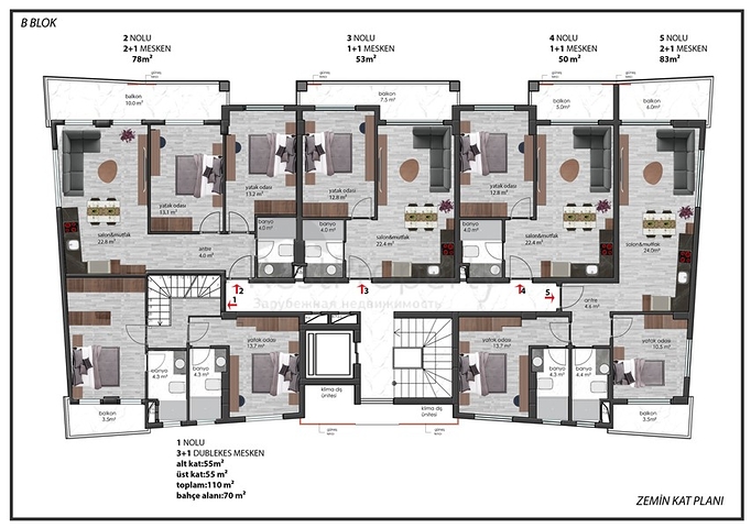 Ein moderner Komplex im europäischen Bezirk Oba