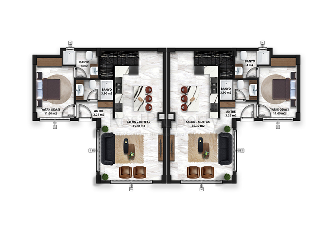 Ein Komplex von Villen in Avsallar