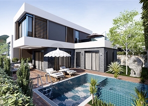 Ein Komplex von Villen in Avsallar