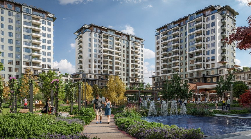 Das Projekt umfasst private Terrassen mit Garten