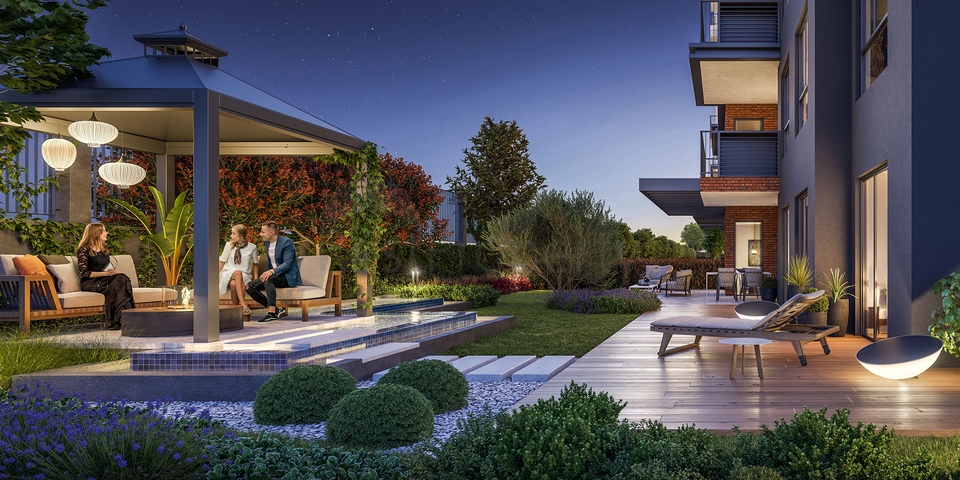 Das Projekt umfasst private Terrassen mit Garten