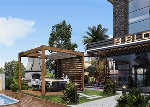 Der im Bau befindliche Komplex im Bezirk Oba