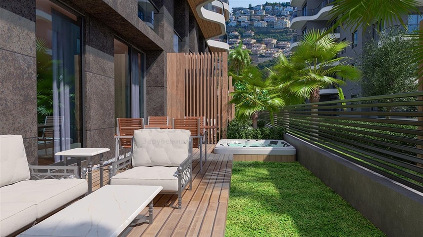 Wohnungen in einer neuen Wohnanlage, 50 m vom Strand entfernt im Stadtteil Kargicak