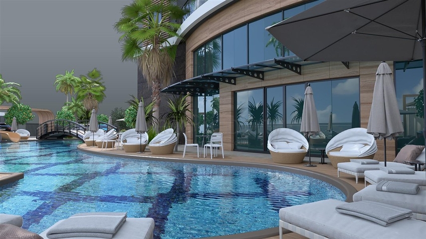 Wohnungen in einer neuen Wohnanlage, 50 m vom Strand entfernt im Stadtteil Kargicak