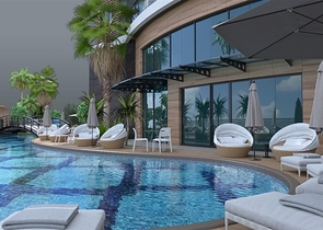 Wohnungen in einer neuen Wohnanlage, 50 m vom Strand entfernt im Stadtteil Kargicak