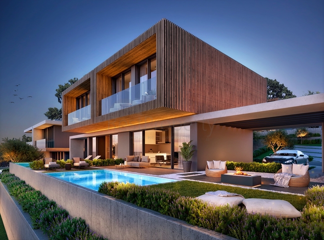 Villen im modernen Stil mit Seeblick.